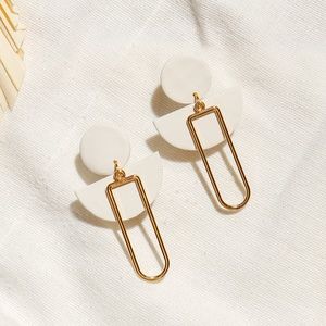 White and Gold Classy Minimal Clay Earrings